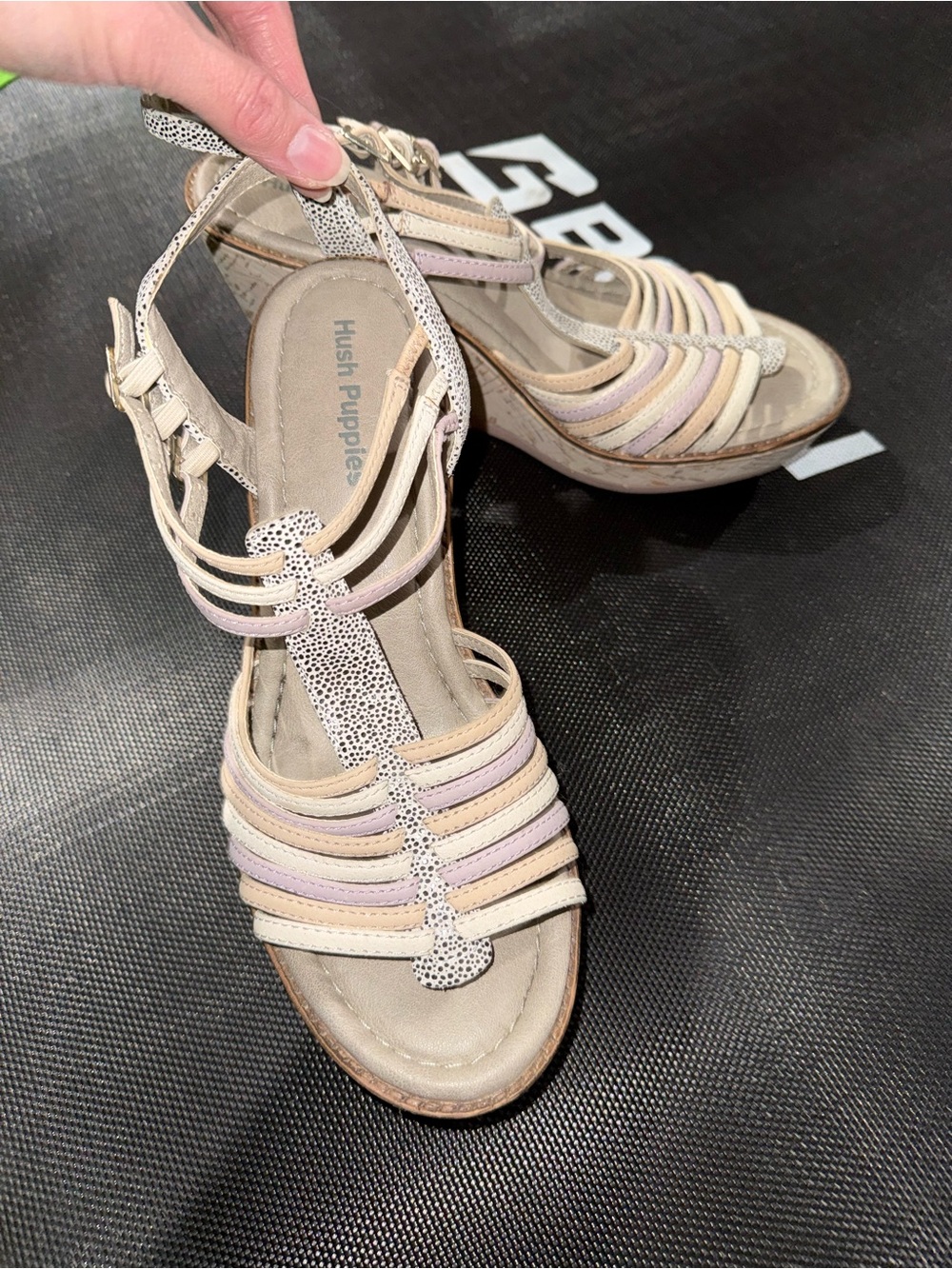 Hush Puppies Women's Cream and Pastel Multi-strap Sandals